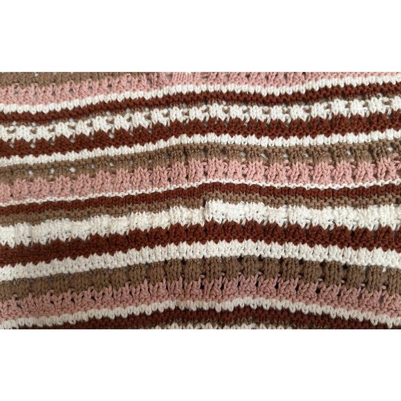 Hollister Y2K Crochet Striped Crop Top Tank and White Mini Skirt Set Boho Sz S - Picture 4 of 10